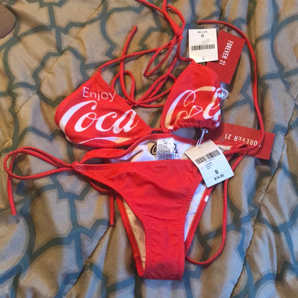 F21 2piece Coca Cola drawstring bikini